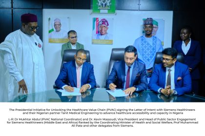 Nigeria, Foreign Partners Sign MoU for Self-Sufficiency of National Helathcare System MediaageNG In its drive to boost the assembly of ultrasound systems, improve medical training for Nigerian professionals, enhance the self-sufficiency of the national healthcare system, and guarantee access to high-quality locally produced diagnostic solutions, the Nigerian government has signed two "crucial letters of intent" with Siemens Healthineers, its Nigerian partner Tanit Medical Engineering, and Abbott Laboratories GmbH, aimed at enhancing healthcare access and capacity in Nigeria.